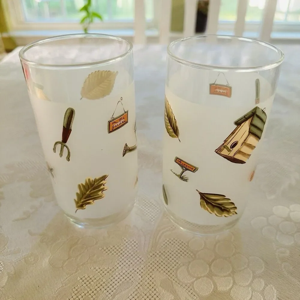 VTG Libbey Pfaltzgraff Naturewood 7pc Glassware Mug Lot Cruet Shaker Pristine